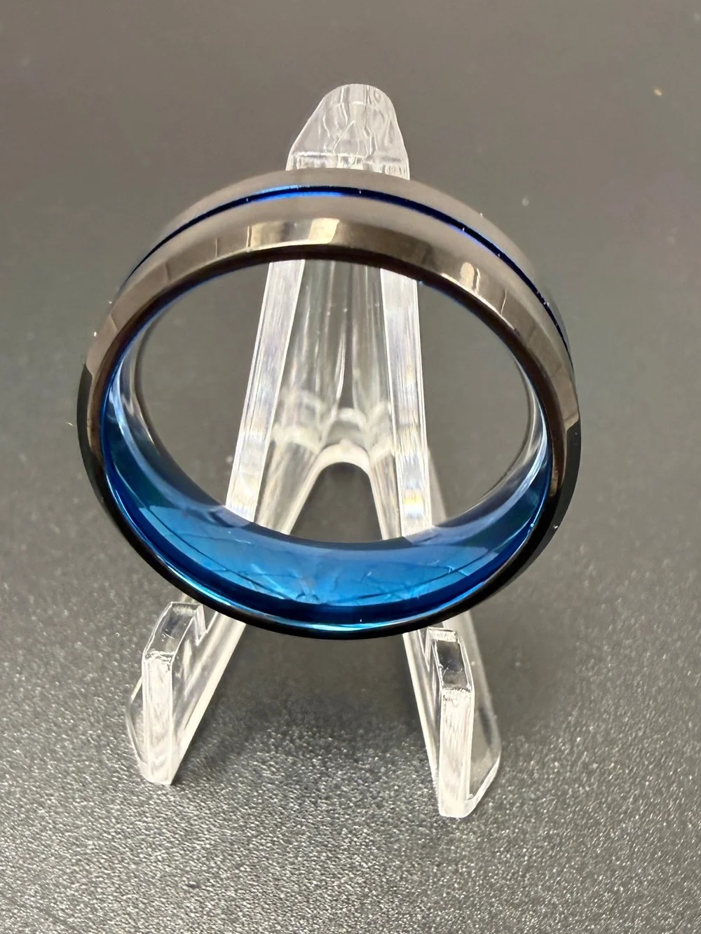 Men’s Black & Blue Titanium Ring Size 11